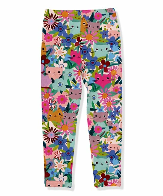 Hot Sale π Millie Loves Lily Mint & Multicolor Kitten Floral Leggings - Infant, Toddler & π§ Girls For Kids π 3 Hot Sale π Millie Loves Lily Mint & Multicolor Kitten Floral Leggings - Infant, Toddler & π§ Girls For Kids π - Image 3