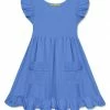 Best Sale 👍 Simply Millie By Millie Loves Lily Marina Blue Patch-Pocket Angel-Sleeve 👗 Dress - Infant, Toddler & 👧 Girls For Baby & Maternity 🔥