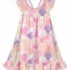 Promo ✨ Millie Loves Lily Light Pink & Purple Paper-Mache Ruffle-Hem Yoke 👗 Dress - 👧 Girls For Kids 😍