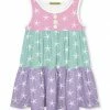 Promo ✔️ Millie Loves Lily Mint & Purple Starfish Tiered Sleeveless 👗 Dress - 👧 Girls For Kids 🧨