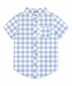 Cheapest ✨ Millie & Maxx Periwinkle & White Gingham Short-Sleeve Button-Up - Boys For Kids 😍