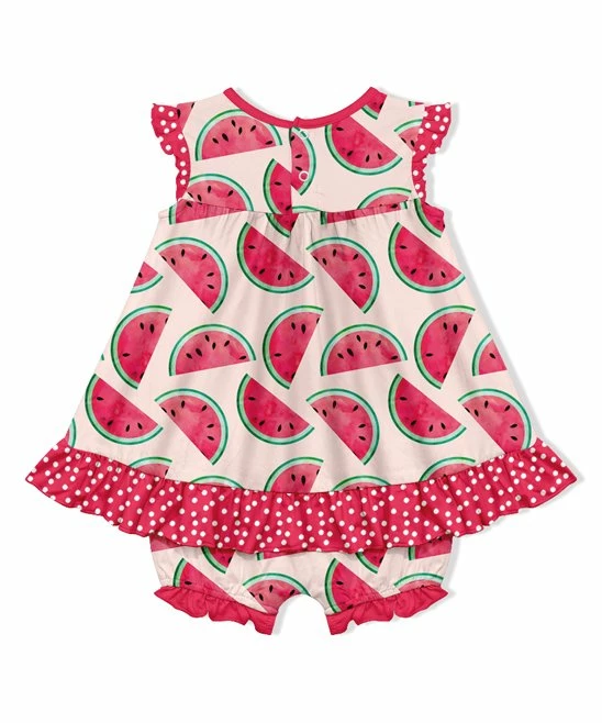 Brand new π€© Little Millie Light Pink Watermelon Angel-Sleeve π Skirted Bubble Bodysuit - Infant For Kids π₯ 3 Brand new π€© Little Millie Light Pink Watermelon Angel-Sleeve π Skirted Bubble Bodysuit - Infant For Kids π₯ - Image 3