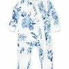 Flash Sale 🥰 Little Millie White & Blue Delft Floral Ruffle-Trim Footie - Infant For Baby & Maternity 😉