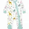 Flash Sale 🥰 Little Millie White & Light Blue Zoo Animals Footie - Infant For Baby & Maternity 🧨