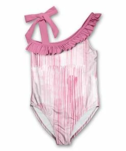 Discount ✨ Millie Loves Lily Pink ☀️ Summer Rain Bow-Accent Asymmetrical One-Piece - Infant, Toddler & 👧 Girls For Kids 🤩