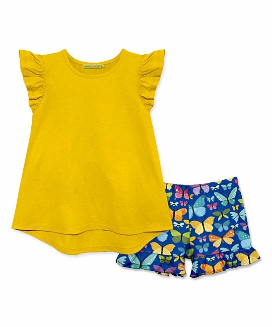 Budget β Millie Loves Lily Yellow Angel-Sleeve Hi-Low Top & Blue Butterfly Bees Shorts - Toddler & π§ Girls For Kids π 1 Budget β Millie Loves Lily Yellow Angel-Sleeve Hi-Low Top & Blue Butterfly Bees Shorts - Toddler & π§ Girls For Kids π