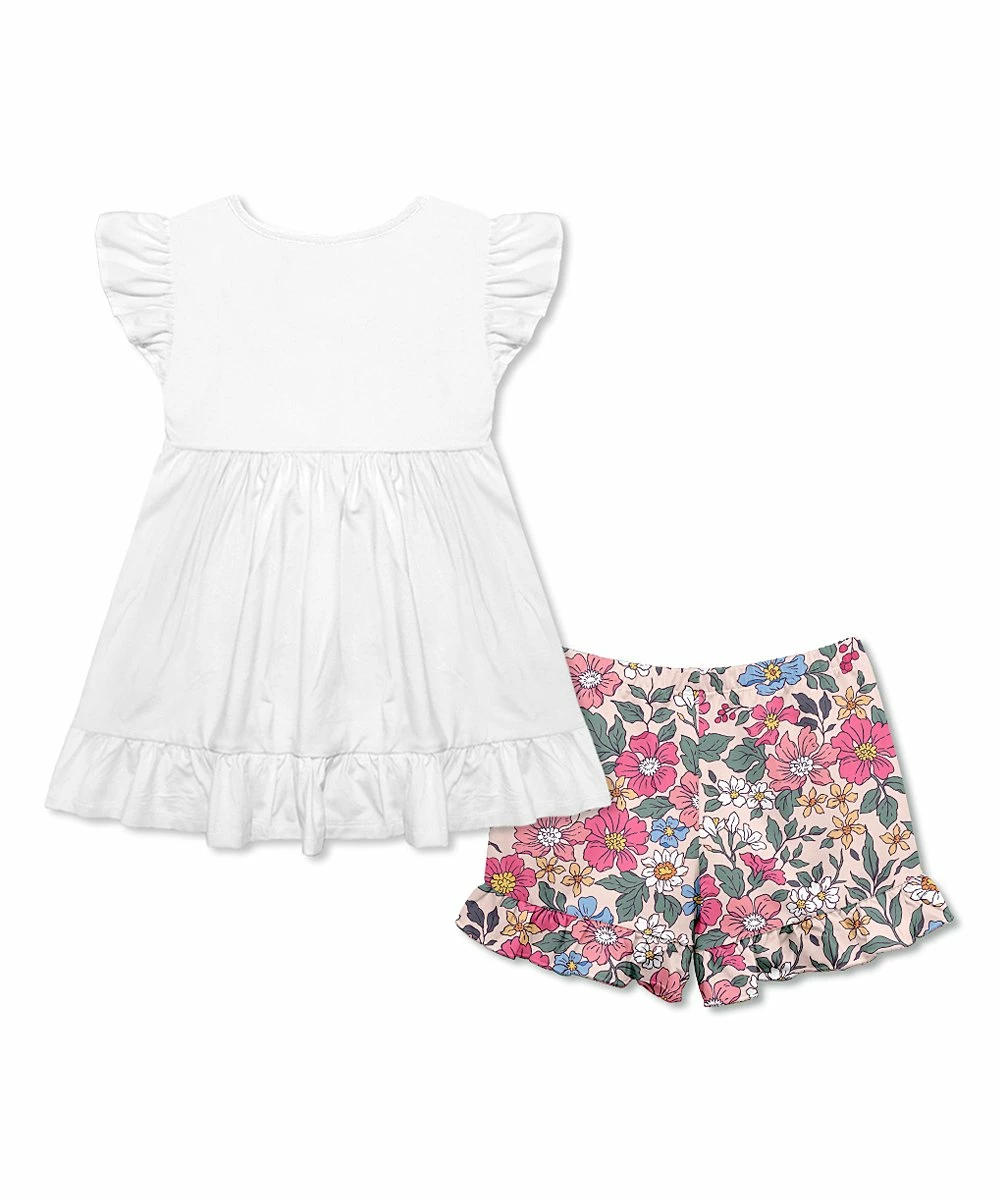 Best Pirce π Millie Loves Lily White Angel-Sleeve Top & Vintage Floral Ruffle Shorts - Infant, Toddler & π§ Girls For Kids π― 3 Best Pirce π Millie Loves Lily White Angel-Sleeve Top & Vintage Floral Ruffle Shorts - Infant, Toddler & π§ Girls For Kids π― - Image 3