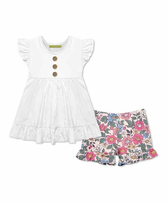 Best Pirce π Millie Loves Lily White Angel-Sleeve Top & Vintage Floral Ruffle Shorts - Infant, Toddler & π§ Girls For Kids π― 1 Best Pirce π Millie Loves Lily White Angel-Sleeve Top & Vintage Floral Ruffle Shorts - Infant, Toddler & π§ Girls For Kids π―