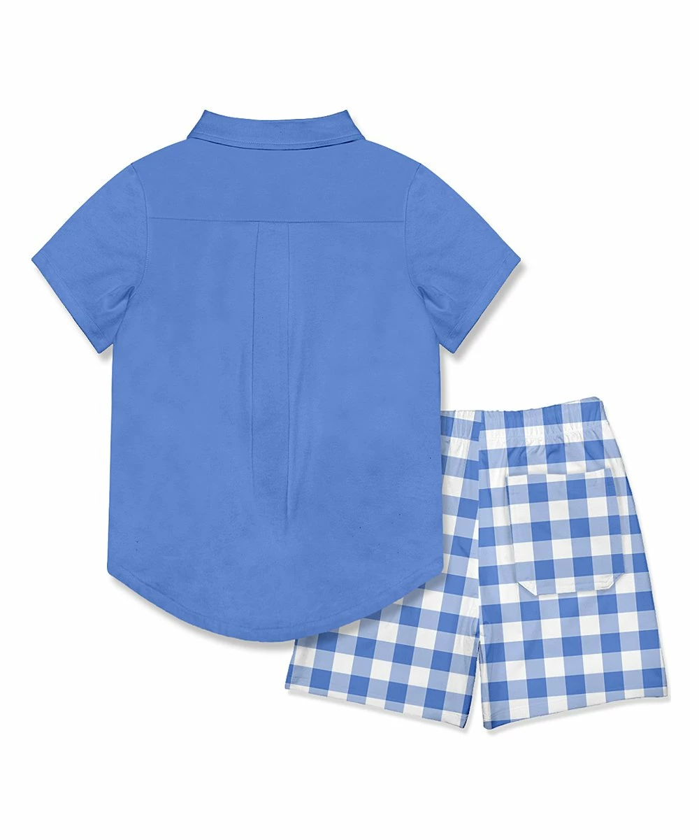 Cheapest π Millie & Maxx Marina Blue Short-Sleeve Button-Up & Gingham Pocket Shorts - Toddler & Boys For Kids π€© 2 Cheapest π Millie & Maxx Marina Blue Short-Sleeve Button-Up & Gingham Pocket Shorts - Toddler & Boys For Kids π€© - Image 2
