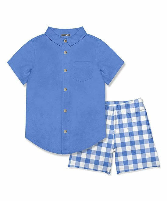 Cheapest π Millie & Maxx Marina Blue Short-Sleeve Button-Up & Gingham Pocket Shorts - Toddler & Boys For Kids π€© 1 Cheapest π Millie & Maxx Marina Blue Short-Sleeve Button-Up & Gingham Pocket Shorts - Toddler & Boys For Kids π€©