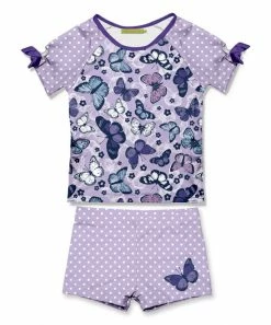 Cheapest ✔️ Millie Loves Lily Lavender Butterfly Bow-Sleeve Rashguard Set - Toddler & 👧 Girls For Kids 🌟