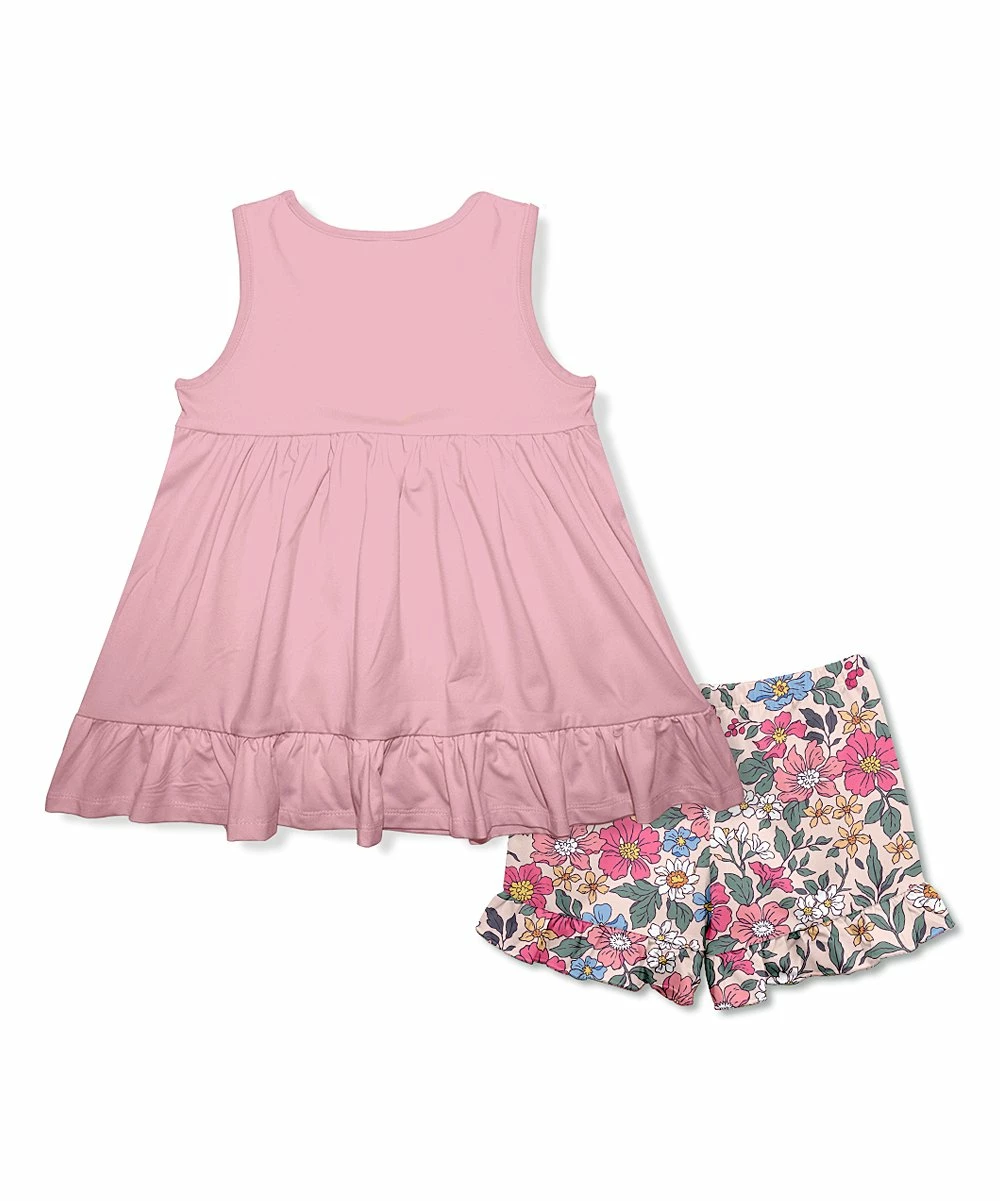 Hot Sale π Millie Loves Lily Dusty Pink Sleeveless Babydoll Top & Vintage Floral Ruffle Shorts - Infant, Toddler & π§ Girls For Kids π 3 Hot Sale π Millie Loves Lily Dusty Pink Sleeveless Babydoll Top & Vintage Floral Ruffle Shorts - Infant, Toddler & π§ Girls For Kids π - Image 3