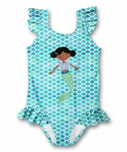 Cheap ⌛ Millie Loves Lily Light Blue Scale Mermaid Ruffle-Accent One-Piece - Infant & 👧 Girls For Kids ❤️
