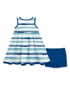 Best reviews of 🎉 Millie Loves Lily White Brush Stripe Pocket Sleeveless 👗 Dress & Navy Shorts - Toddler & 👧 Girls For Kids ❤️ -Little Millie-shop zu104437421 alt 2 tm1650978338