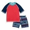Coupon 😉 Millie & Maxx Dark Navy & Red Stripe Short-Sleeve Rashguard Set - Infant, Toddler & Boys For Kids 👏