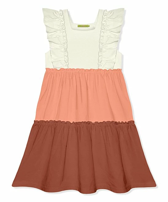 Outlet β€οΈ Simply Millie By Millie Loves Lily Coral & Baked Clay Ruffle Square Neck Tiered A-Line π Dress - π§ Girls For Kids π 1 Outlet β€οΈ Simply Millie By Millie Loves Lily Coral & Baked Clay Ruffle Square Neck Tiered A-Line π Dress - π§ Girls For Kids π