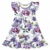 Hot Sale 🔔 Millie Loves Lily White & Purple Rose Floral Angel-Sleeve 👗 Dress - Infant, Toddler & 👧 Girls For Kids 👏