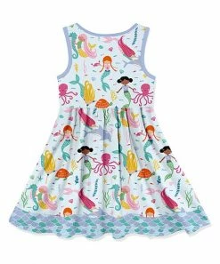Best deal ❤️ Millie Loves Lily Pale Blue Millie Mermaid Sleeveless Button-Front A-Line 👗 Dress - 👧 Girls For Kids 😉 -Little Millie-shop zu104524199 alt 2 tm1648557180