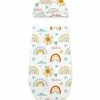 Deals ⭐ Little Millie White & Yellow Rainbows & Sun Swaddle Sack & Beanie - Infant For Baby & Maternity 🥰