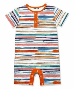 Best reviews of 🎉 Little Millie Blue & Orange Riptide Stripe Short-Sleeve Romper - Infant For Baby & Maternity 😉
