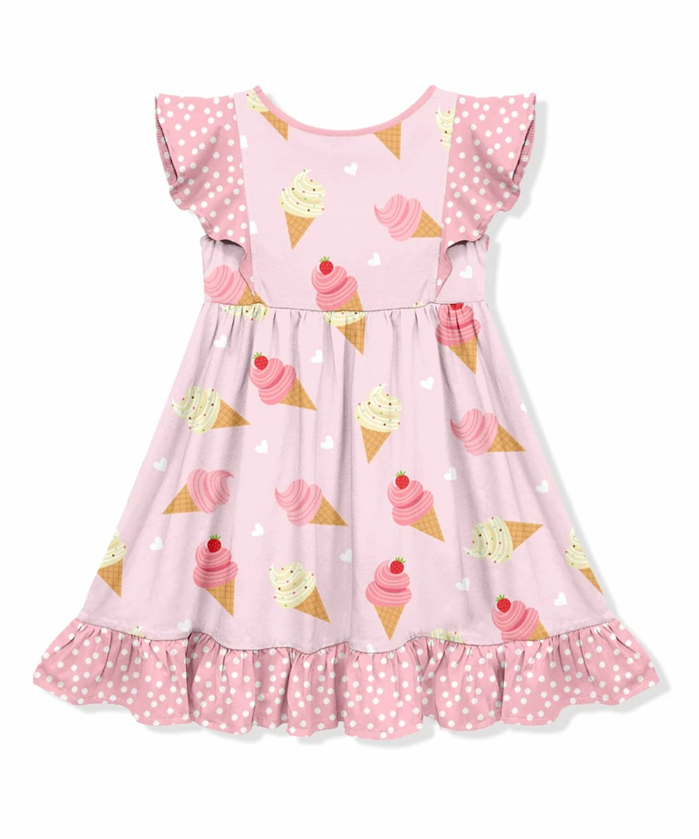 Best deal π Millie Loves Lily Pink Ice Cream Cones Angel-Sleeve π Dress - Infant, Toddler & π§ Girls For Kids π 3 Best deal π Millie Loves Lily Pink Ice Cream Cones Angel-Sleeve π Dress - Infant, Toddler & π§ Girls For Kids π - Image 3