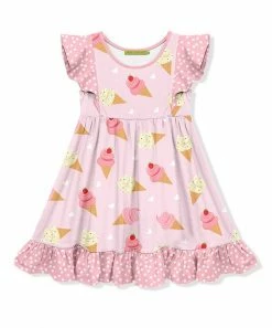 Best deal 🎉 Millie Loves Lily Pink Ice Cream Cones Angel-Sleeve 👗 Dress - Infant, Toddler & 👧 Girls For Kids 😉
