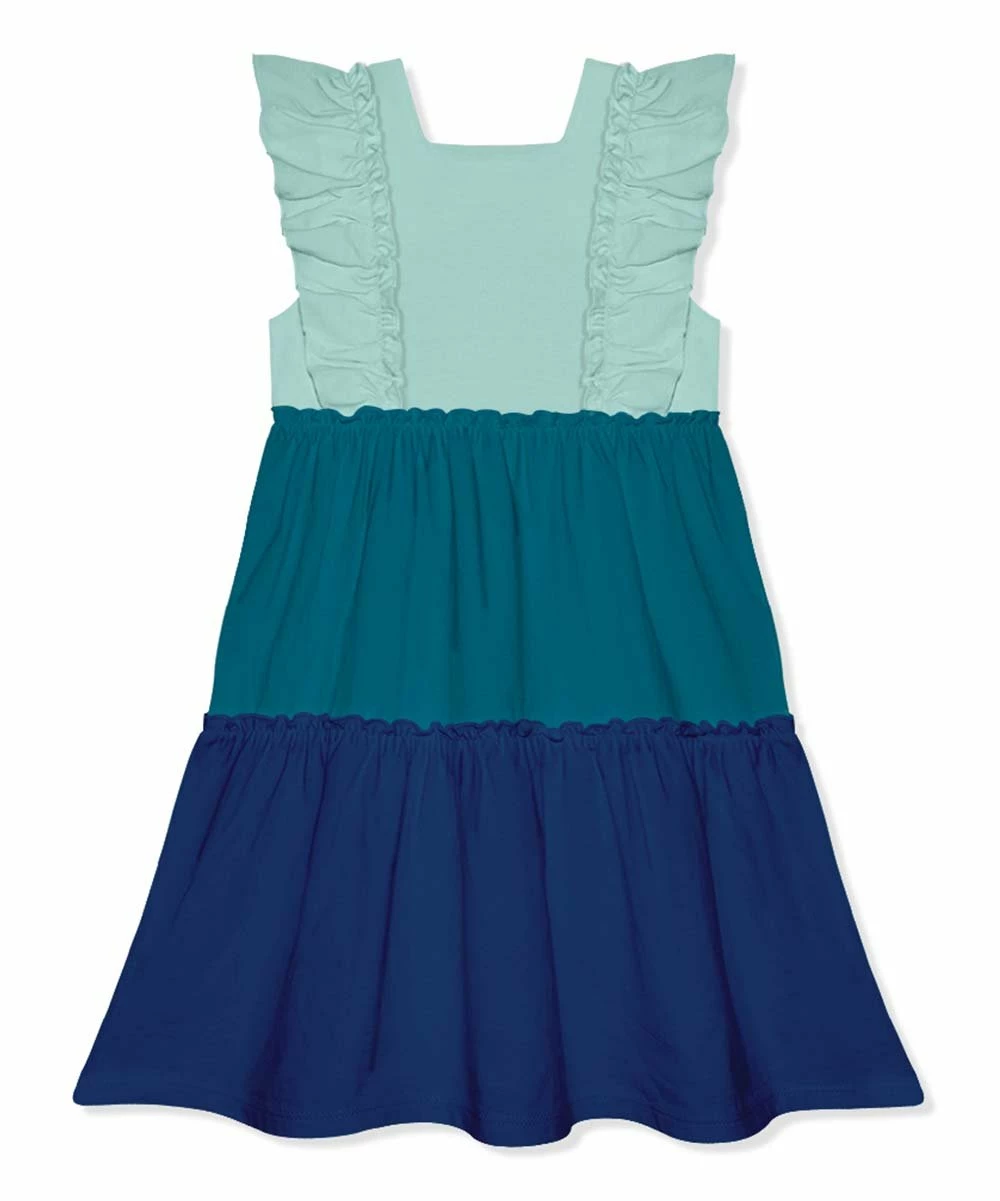 Discount β€οΈ Simply Millie By Millie Loves Lily Mint & Teal Color Block Angel-Sleeve Tiered A-Line π Dress - π§ Girls For Baby & Maternity π 3 Discount β€οΈ Simply Millie By Millie Loves Lily Mint & Teal Color Block Angel-Sleeve Tiered A-Line π Dress - π§ Girls For Baby & Maternity π - Image 3