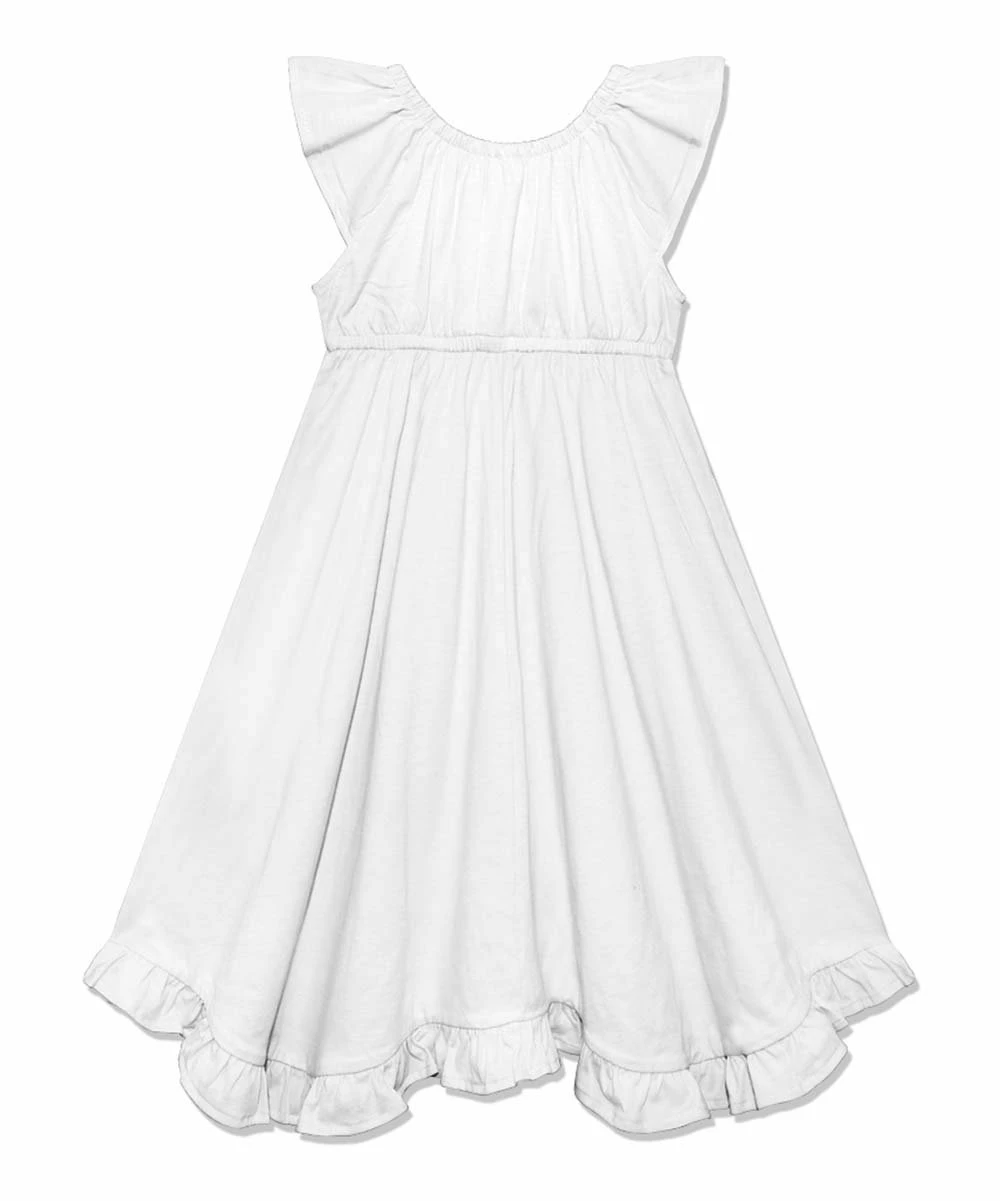 Best deal π Millie+ By Millie Loves Lily White Ruffle-Hem Angel-Sleeve π Dress - π§ Girls For Kids β 2 Best deal π Millie+ By Millie Loves Lily White Ruffle-Hem Angel-Sleeve π Dress - π§ Girls For Kids β - Image 2