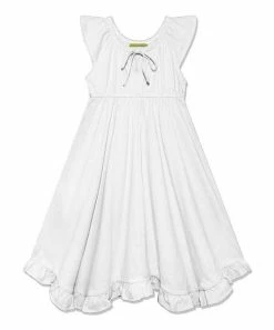 Best deal 🎉 Millie+ By Millie Loves Lily White Ruffle-Hem Angel-Sleeve 👗 Dress - 👧 Girls For Kids ⌛