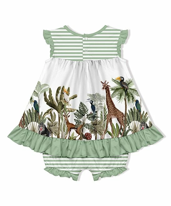 Buy π Little Millie White & Sage Jungle Safari π Skirted Bubble Romper - Infant & Toddler For Kids π 3 Buy π Little Millie White & Sage Jungle Safari π Skirted Bubble Romper - Infant & Toddler For Kids π - Image 3