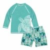 Flash Sale 🌟 Millie & Maxx Turquoise Tie-Dye Turtle Long-Sleeve Rashguard Set - Boys For Kids ✔️