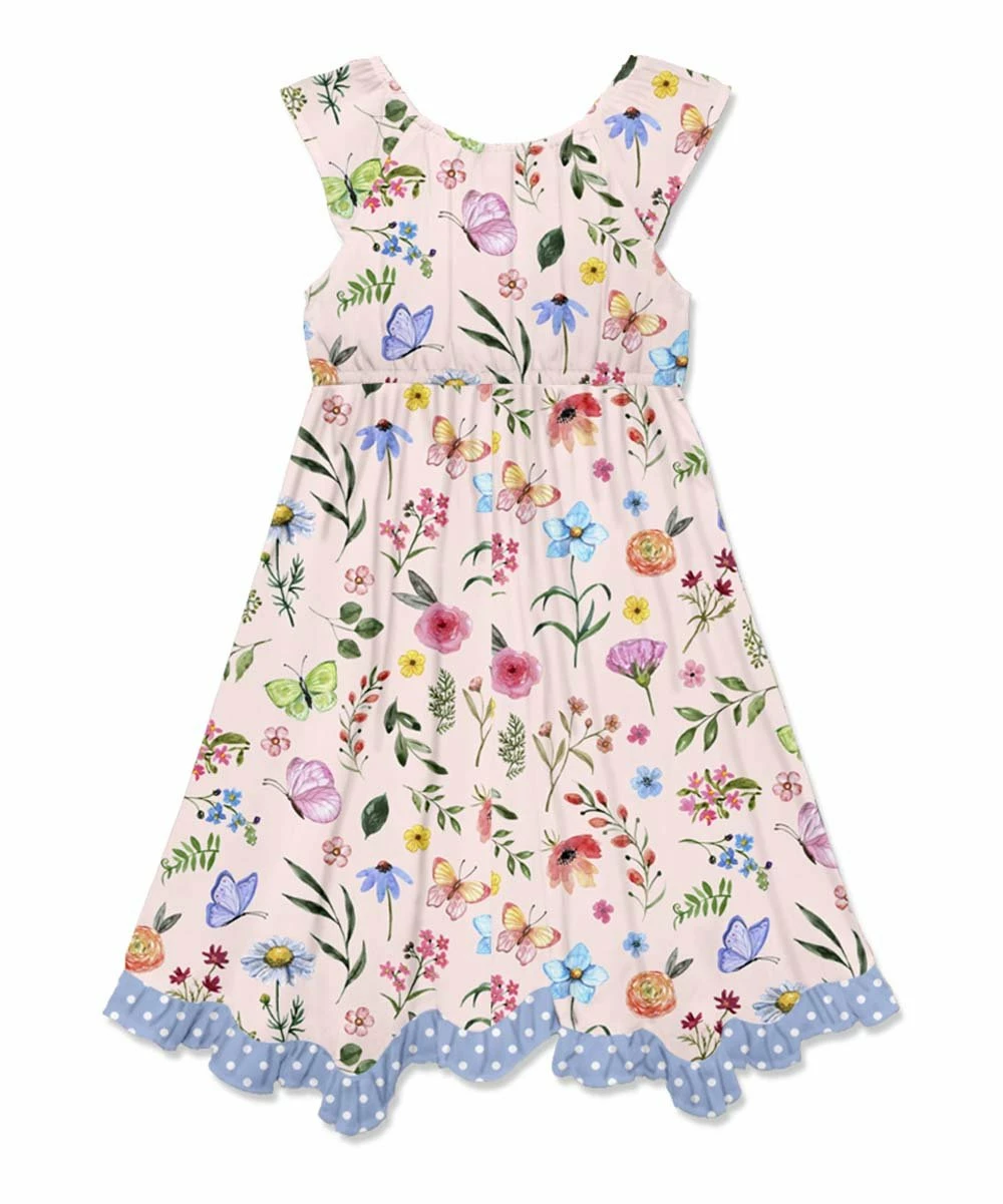 Wholesale β¨ Millie+ By Millie Loves Lily Pink Floral Ruffle-Hem Angel-Sleeve π Dress - π§ Girls For Kids βοΈ 3 Wholesale β¨ Millie+ By Millie Loves Lily Pink Floral Ruffle-Hem Angel-Sleeve π Dress - π§ Girls For Kids βοΈ - Image 3