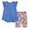 Best reviews of ⌛ Millie Loves Lily Marina Blue Angel-Sleeve Hi-Low Top & Pink Flower Girl Bike Shorts - 👧 Girls For Kids 🤩