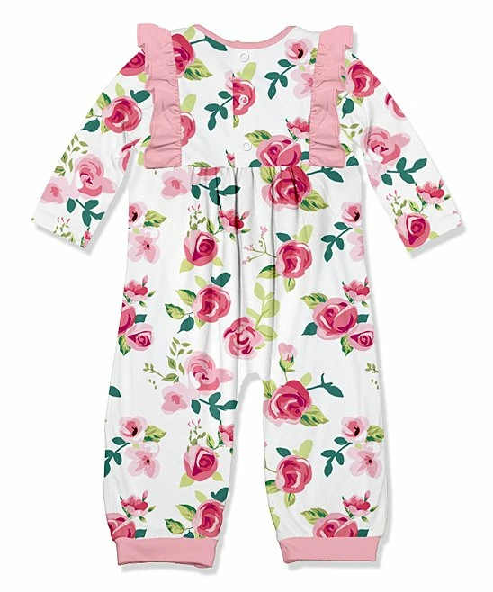 Best Pirce 𧨠Little Millie White & Pink Beach Floral Ruffle-Trim Playsuit - Infant & Toddler For Kids ⨠3 Best Pirce 𧨠Little Millie White & Pink Beach Floral Ruffle-Trim Playsuit - Infant & Toddler For Kids ⨠- Image 3