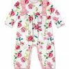 Best Pirce 🧨 Little Millie White & Pink Beach Floral Ruffle-Trim Playsuit - Infant & Toddler For Kids ✨