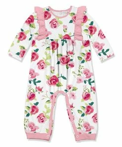 Best Pirce 🧨 Little Millie White & Pink Beach Floral Ruffle-Trim Playsuit - Infant & Toddler For Kids ✨
