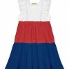 Coupon 😉 Simply Millie By Millie Loves Lily Red & Cobalt Color Block Ruffle-Trim Square Neck A-Line 👗 Dress - Infant For Baby & Maternity 😀