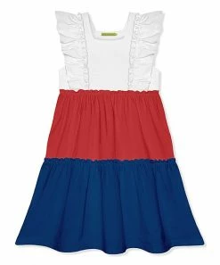 Coupon 😉 Simply Millie By Millie Loves Lily Red & Cobalt Color Block Ruffle-Trim Square Neck A-Line 👗 Dress - Infant For Baby & Maternity 😀