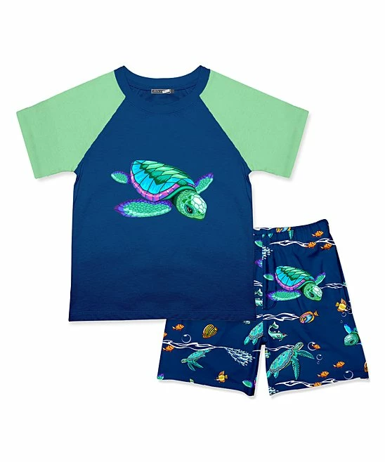 Top 10 π Millie & Maxx Navy & Jade Turtle Crewneck Tee & Swimming Turtle Pocket Shorts For Kids π 1 Top 10 π Millie & Maxx Navy & Jade Turtle Crewneck Tee & Swimming Turtle Pocket Shorts For Kids π
