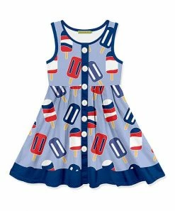 Wholesale 👏 Millie Loves Lily Periwinkle Ice Pop Button-Front Sleeveless A-Line 👗 Dress - 👧 Girls For Kids ✔️