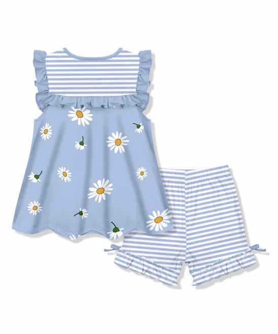 Best Sale π€© Millie Loves Lily Periwinkle Daisy Ruffle Sleeveless Top & Stripe Bow Shorts - Infant & π§ Girls For Kids π₯° 4 Best Sale π€© Millie Loves Lily Periwinkle Daisy Ruffle Sleeveless Top & Stripe Bow Shorts - Infant & π§ Girls For Kids π₯° - Image 4