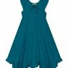 Outlet 🎉 Simply Millie By Millie Loves Lily Teal Ruffle-Hem Angel-Sleeve 👗 Dress - 👧 Girls For Kids 🧨