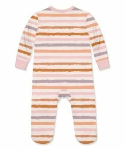 Best deal 👏 Little Millie Light Pink & Purple Rainbow Stripe Ruffle-Trim Footie - Infant For Baby & Maternity 💯 -Little Millie-shop zu105828395 alt 2 tm1652812328