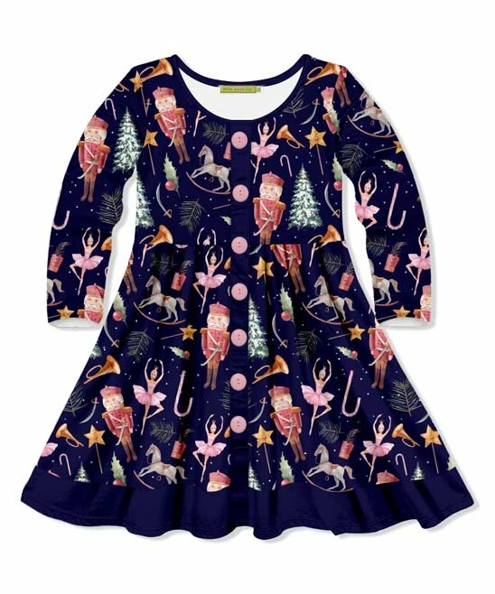 Cheap π Millie Loves Lily Dark Navy Nutcracker Dreams Button-Front Long-Sleeve A-Line π Dress - Toddler & π§ Girls For Kids β 1 Cheap π Millie Loves Lily Dark Navy Nutcracker Dreams Button-Front Long-Sleeve A-Line π Dress - Toddler & π§ Girls For Kids β
