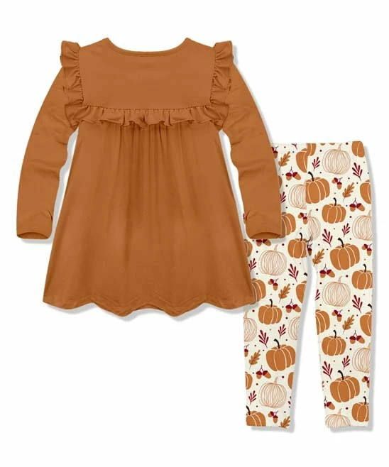 Best Sale π Millie Loves Lily Rust Ruffle Long-Sleeve Tunic & Cream Pumpkin Paradise Leggings - π§ Girls For Kids π 3 Best Sale π Millie Loves Lily Rust Ruffle Long-Sleeve Tunic & Cream Pumpkin Paradise Leggings - π§ Girls For Kids π - Image 3
