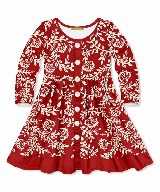 Outlet π Millie Loves Lily Red & White Holiday Vine Button-Front Long-Sleeve A-Line π Dress - π§ Girls For Kids π 1 Outlet π Millie Loves Lily Red & White Holiday Vine Button-Front Long-Sleeve A-Line π Dress - π§ Girls For Kids π
