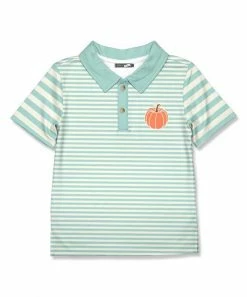 Budget ✔️ Millie & Maxx Mint & White Stripe Pumpkin Polo - Infant, Toddler & Boys For Kids 🧨