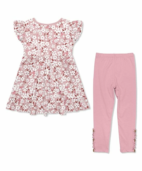 Promo β Millie Loves Lily Pink Floral Wind Angel-Sleeve Top & Dusty Pink Leggings - Toddler & π§ Girls For Kids π 3 Promo β Millie Loves Lily Pink Floral Wind Angel-Sleeve Top & Dusty Pink Leggings - Toddler & π§ Girls For Kids π - Image 3