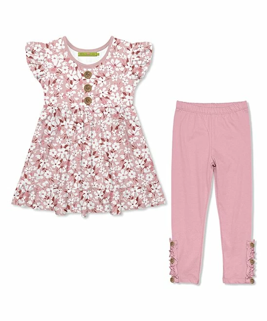 Promo β Millie Loves Lily Pink Floral Wind Angel-Sleeve Top & Dusty Pink Leggings - Toddler & π§ Girls For Kids π 1 Promo β Millie Loves Lily Pink Floral Wind Angel-Sleeve Top & Dusty Pink Leggings - Toddler & π§ Girls For Kids π