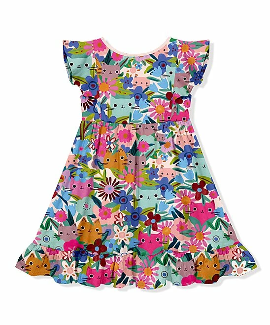 Wholesale β Millie Loves Lily Mint & Fuchsia Kitten Floral Angel-Sleeve A-Line π Dress - Infant, Toddler & π§ Girls For Kids π 3 Wholesale β Millie Loves Lily Mint & Fuchsia Kitten Floral Angel-Sleeve A-Line π Dress - Infant, Toddler & π§ Girls For Kids π - Image 3